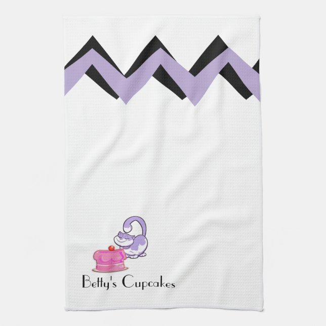 Purple Cupcake Cat  Art-Deco Custom  Towels (Vertical)