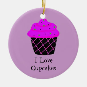 Purple Cupcake Ceramic Tree Decoration