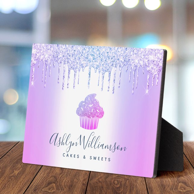 Purple Cupcake Glitter Drips Bakery Pastry Chef Plaque (Creator Uploaded)