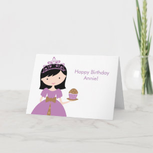 Purple Cupcake Princess Birthday Card