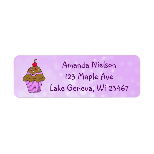 Purple Cupcake Return Address Label (Front)