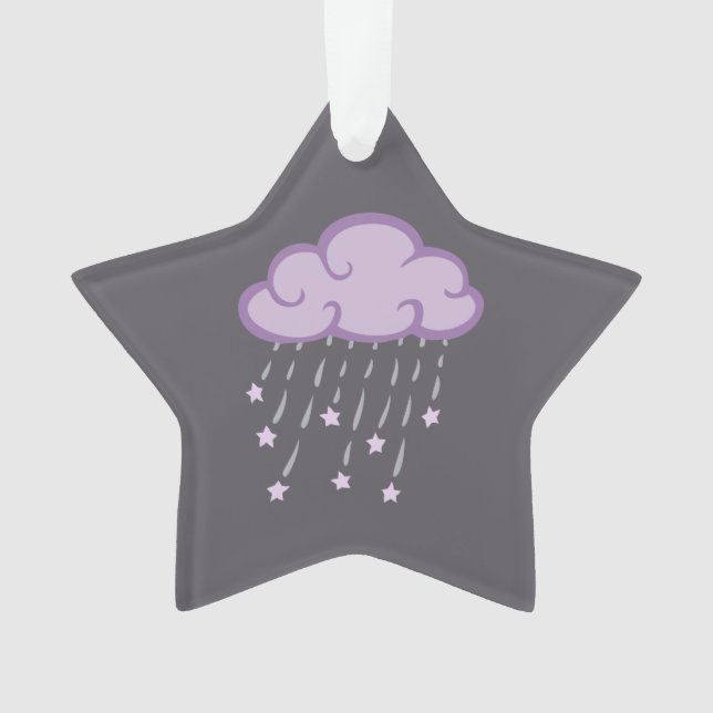 Purple Curls Rain Cloud With Falling Stars Ornament (Front)