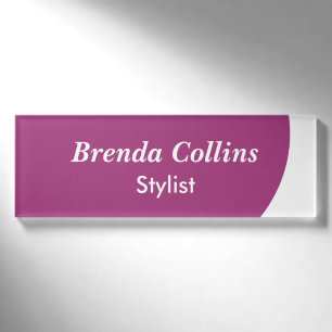 Purple curve and white name tag