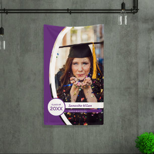 Purple Curved Frame Photo Graduation Banner