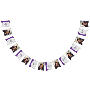 Purple Curved Frame Photo Graduation Bunting