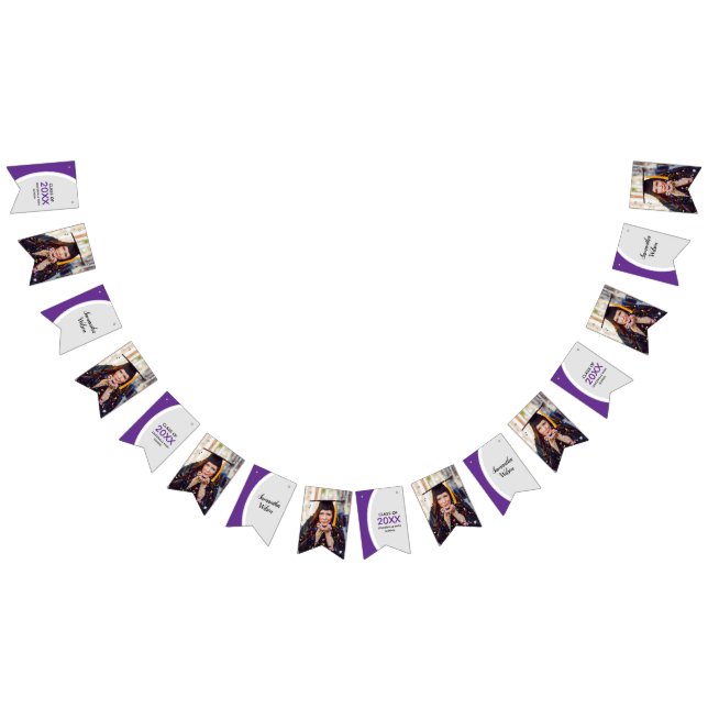 Purple Curved Frame Photo Graduation Bunting (All)
