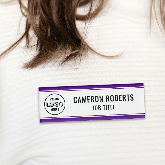 Purple Custom Company Logo Employee Name Tag (Creator Uploaded)