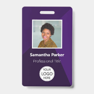 Purple Custom Employee - Photo ID, Logo, Bar Code  ID Badge