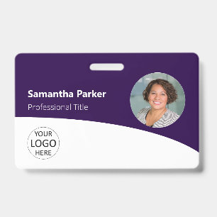 Purple Custom Employee Photo, Logo, Barcode, Name ID Badge