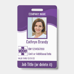 Purple custom Employee Security Id, logo, Bar Code ID Badge