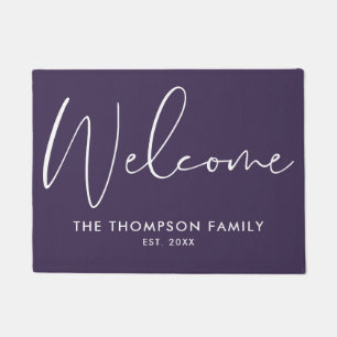 Purple Custom Family Name Welcome Doormat