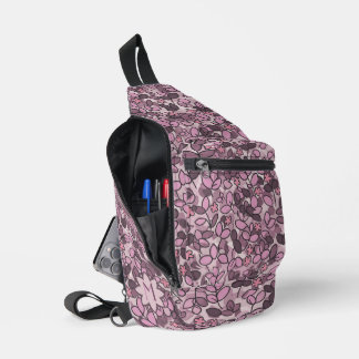 Purple Custom Leaf Cluster with Tiny Flowers Sling Bag