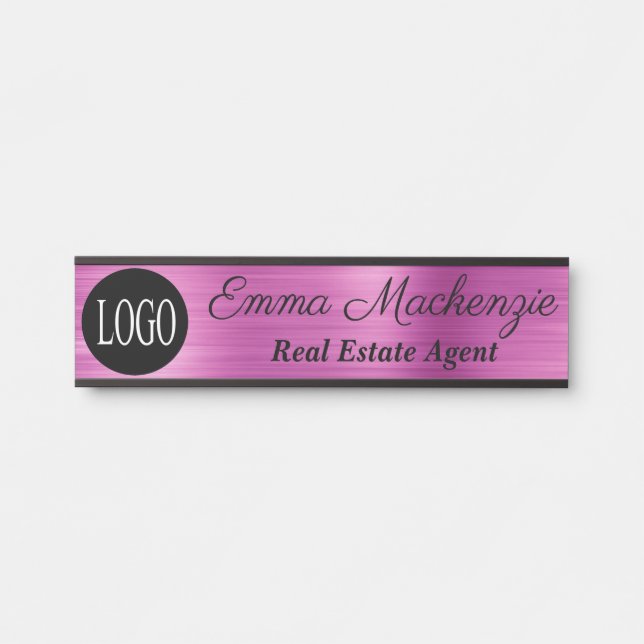 Purple Custom Logo Professional Office Door Sign (Front)