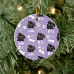 Purple Custom Love Paw Print Dog Lover Pet Photo Ceramic Ornament
