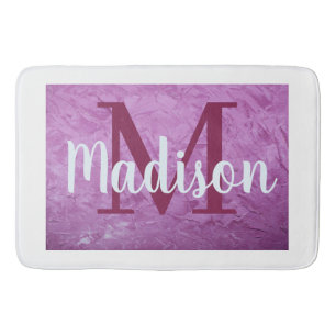 Purple Custom Marble Monogram Personalised Bath Mat