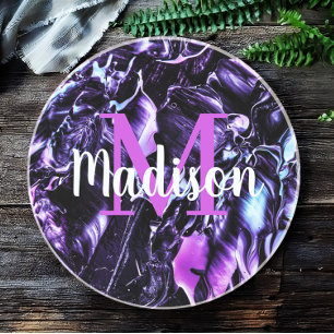 Purple Custom Marble Name Gift Personalised Coaster