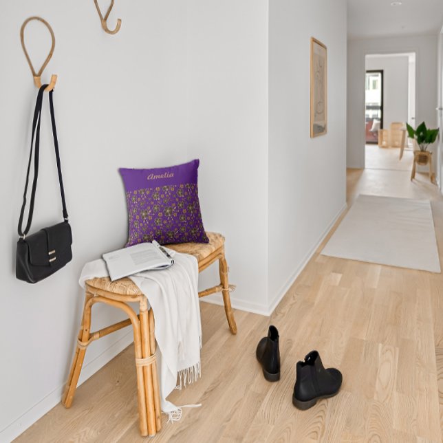 Purple Custom Name Floral  Women name Cushion (Creator Uploaded)