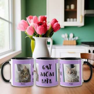 Purple Custom Photo Cat Mum Life Mother's Day  Mug