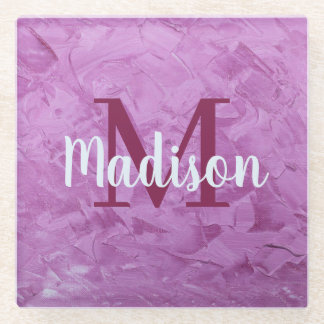 Purple Custom Pillow Monogram Personalised Glass Coaster