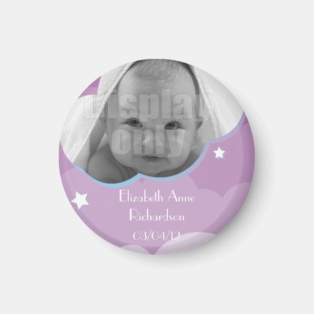 Purple customisable baby magnet (Front)