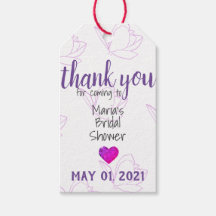 Purple Customisable Bridal Shower Tags with Twine