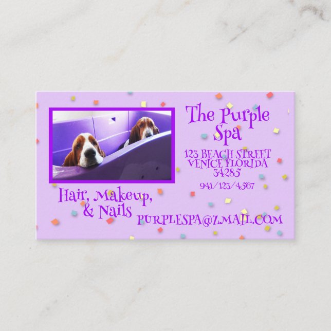 Purple Customisable Spa Business Card (Front)