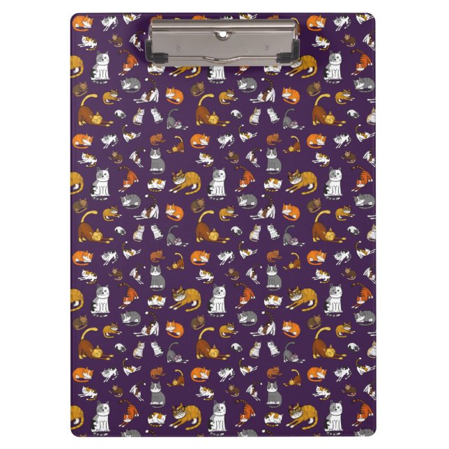 purple cute cat pattern design for cat lovers- clipboard (Front)