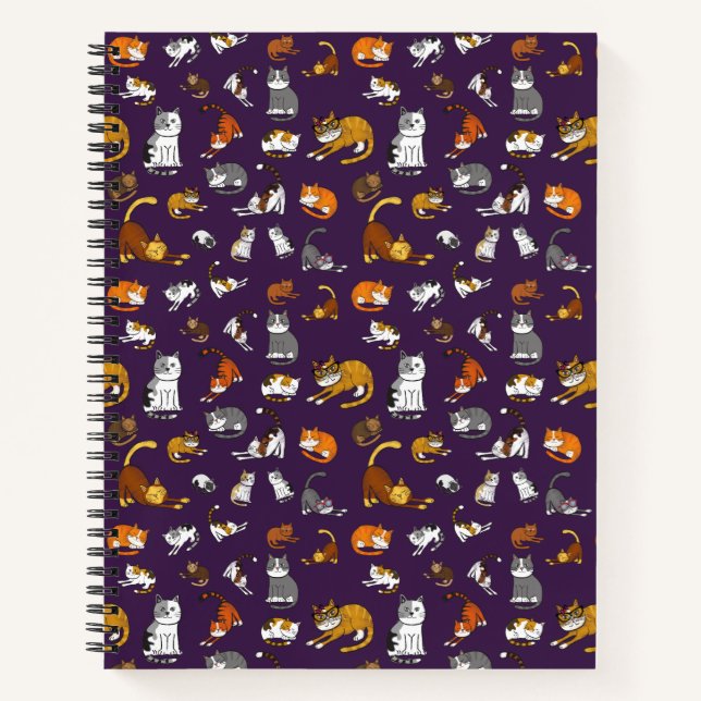 purple cute cat pattern design for cat lovers- notebook (Front)