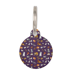 purple cute cat pattern design for cat lovers- pet tag