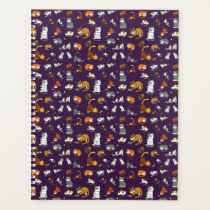 purple cute cat pattern design for cat lovers- planner