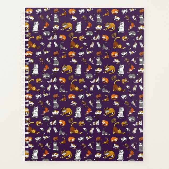 purple cute cat pattern design for cat lovers- planner (Front)