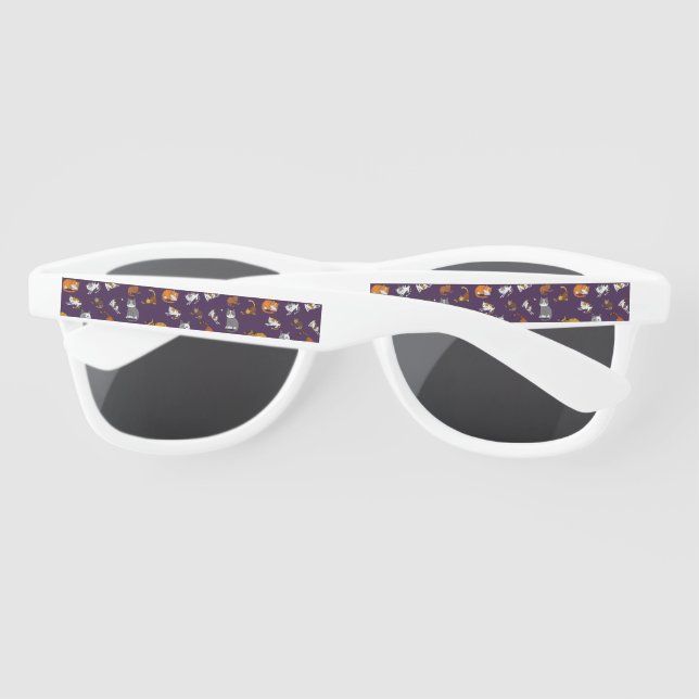 purple cute cat pattern design for cat lovers- sunglasses (Back)