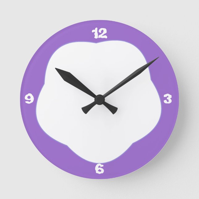 Purple cute designer round clock (Front)