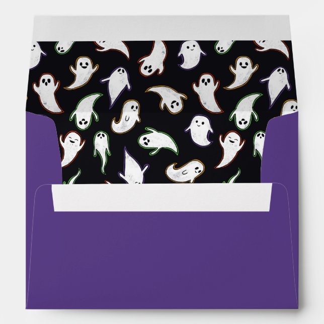 Purple Cute Ghosts Liner Halloween Envelope (Back (Bottom))