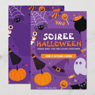 Purple Cute Halloween Party Spooky Night Invitation