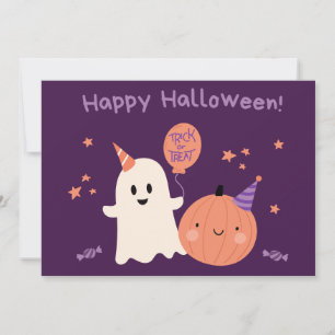 Purple Cute Happy Halloween Holiday Card