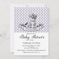 Purple Cute Kitten Baby Shower Invitation