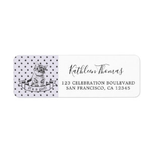Purple Cute Kitten Baby Shower Return Address Label