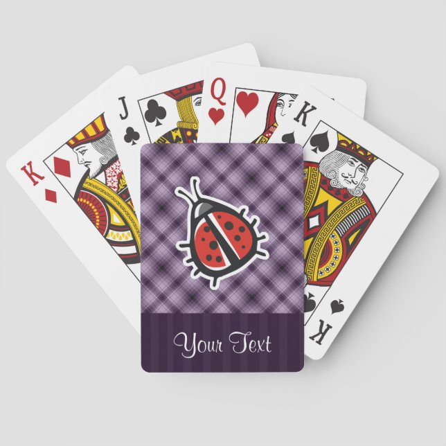 Purple Cute Ladybug Playing Cards (Back)