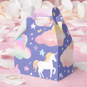 Purple Cute Rainbow unicorn birthday girls  kids Favour Box
