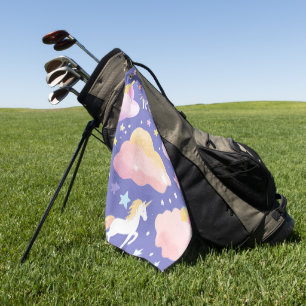 Purple Cute Rainbow unicorn birthday girls kids Golf Towel