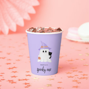 Purple Cute "Spooky One" Halloween First Birthday Paper Cups