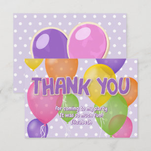 purple cutout cookies balloons birthday thank you card