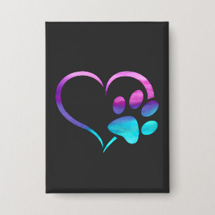 Purple Cyan Dog paw Print Heart