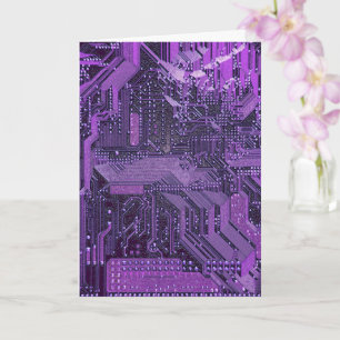 Purple Cyber Circuit Board Tech Art Electronics Card