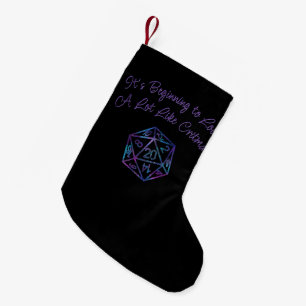 Purple D20 Critmas RPG Tabletop Role Player Dice Small Christmas Stocking