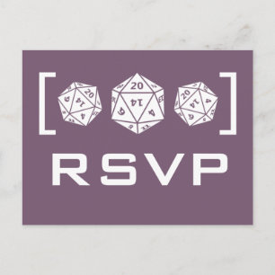 Purple D20 Dice Gamer RSVP Postcard