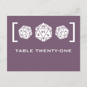 Purple D20 Dice Gamer Table Number Postcard