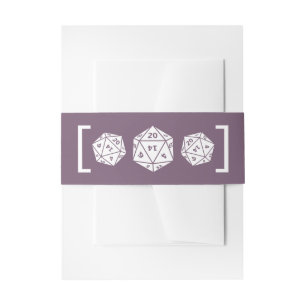 Purple D20 Dice Gamer Wedding Belly Bands Invitation Belly Band
