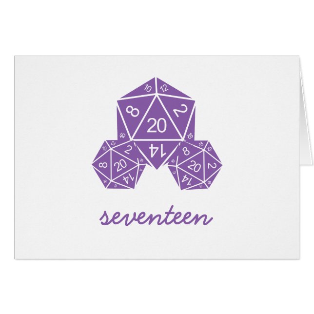 Purple D20 Dice Table Number Card (Front Horizontal)